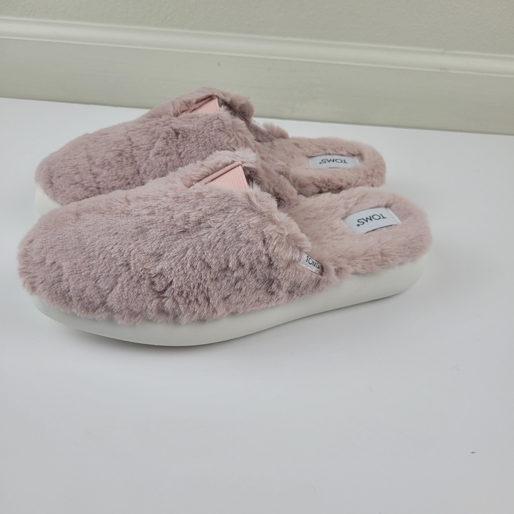 Toms Alpargata Mallow Mule Slippers Rose smoke faux fur Women's 6.5